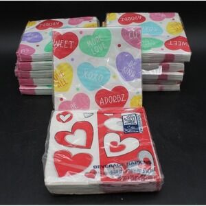 Valentine Paper Napkins Lot 12 Packs Hearts Party Beverage Craft Decoupage 2-Ply